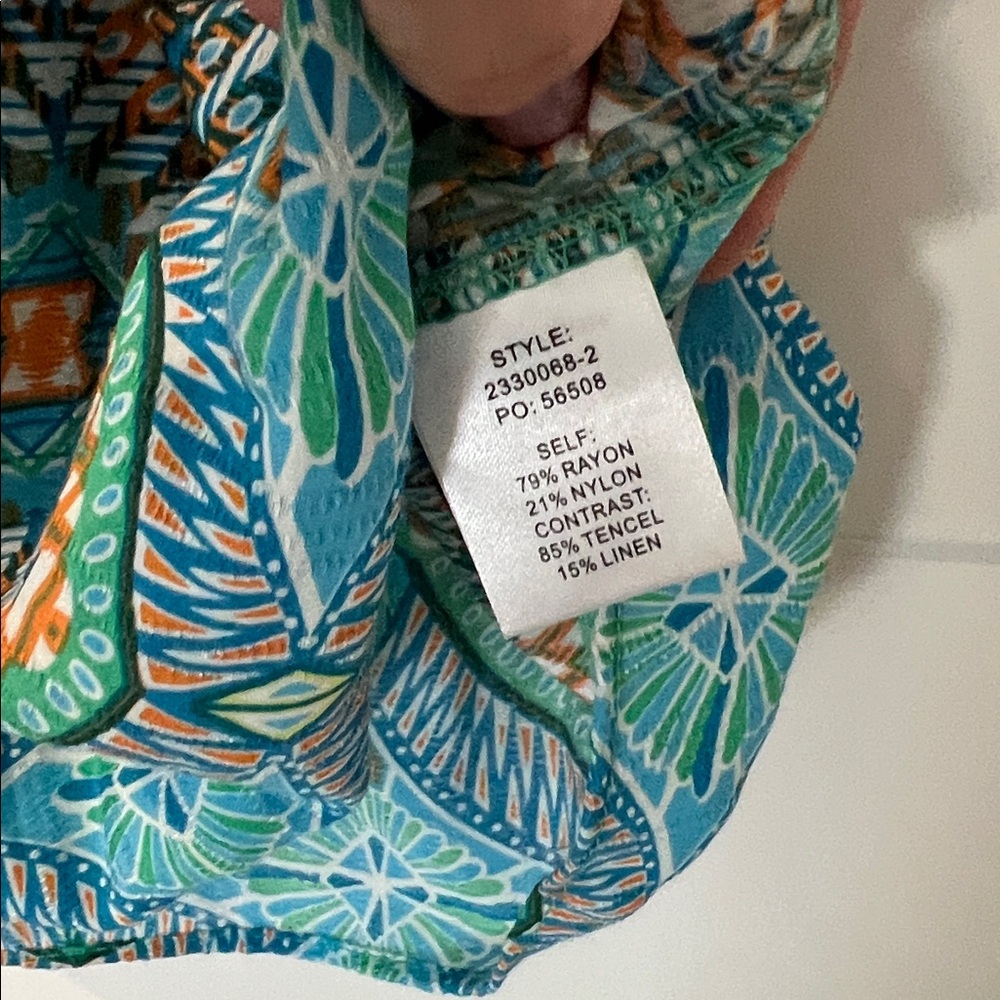 Current Air Teal And Orange Patterned Blouse Medi… - image 4